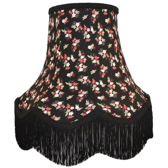 Black Multi Colour Floral Fabric Lampshades