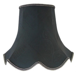 Navy Blue Brocade Fabric Scallop Bottom Lampshades