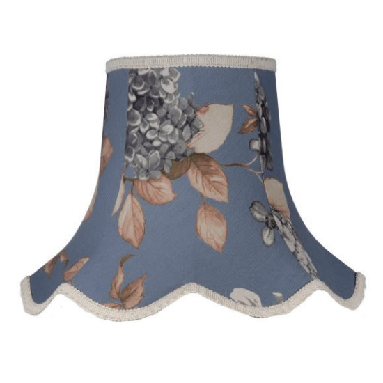 China Blue Hydrangea Floral Modern Fabric Scalloped Lampshades
