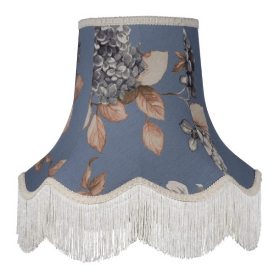 China Blue Hydrangea Floral Fabric Scalloped Lampshades