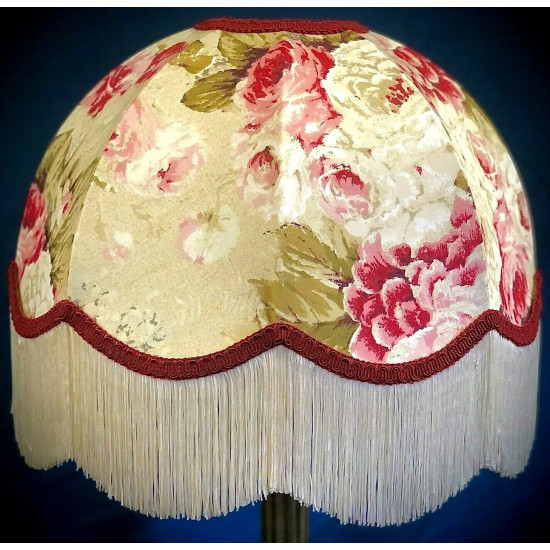 Chintz Floral Burgundy Red Dome Fabric Lampshades