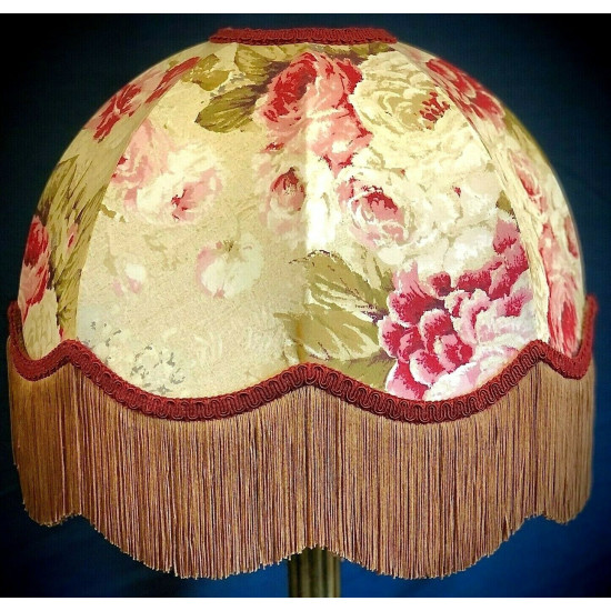 Chintz Floral Burgundy Red and Gold Dome Lampshades