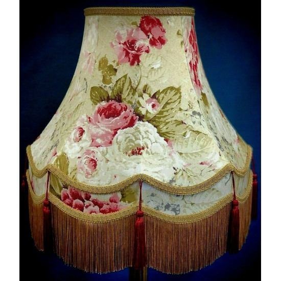 Chintz Floral Gold and Burgundy Red Fabric Lampshades