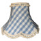 Cornflower Blue Gingham Check Pom Pom Scalloped Fabric Lampshades