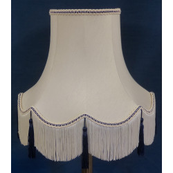 Cream and Blue Scalloped Fabric Lampshades