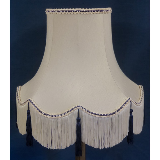 Cream and Blue Fabric Lampshades