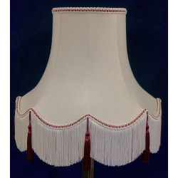 Cream and Burgundy Red Scalloped Fabric Lampshades