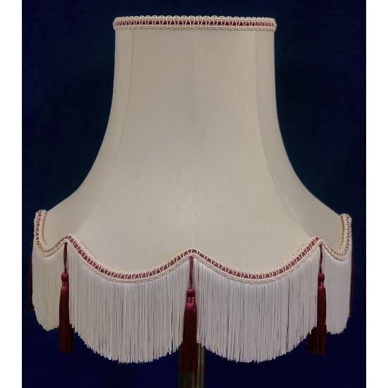 Cream and Burgundy Red Scalloped Fabric Lampshades