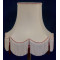 Cream and Burgundy Red Scalloped Fabric Lampshades