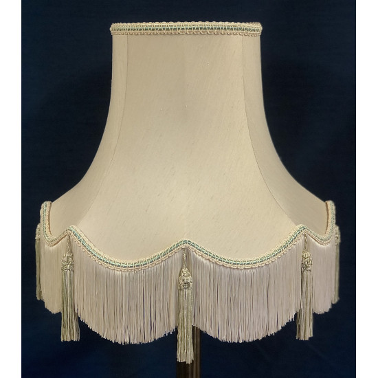 Cream and Light Green Scalloped Fabric Lampshades