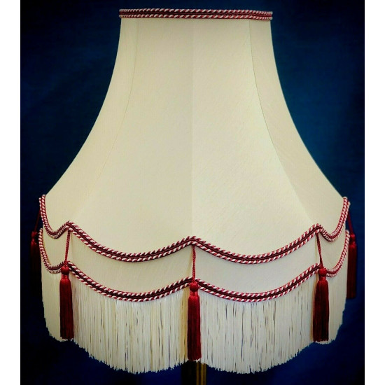 Cream and Burgundy Red Double Fabric Lampshades