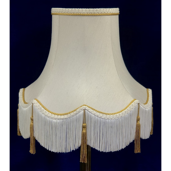 Cream and Gold Tassled Rope Scalloped Fabric Lampshades