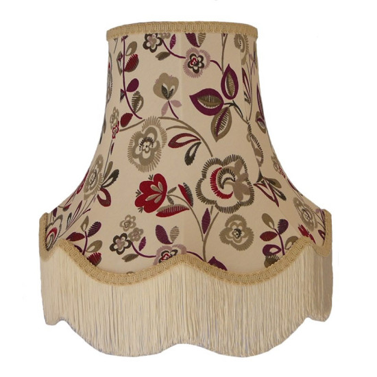 Mulberry Purple Red and Cream Floral Fabric Lampshades