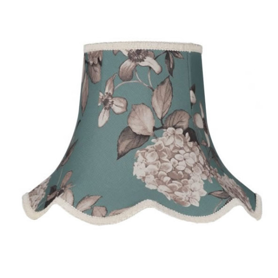 Teal Blue Hydrangea Floral Modern Fabric Lampshades