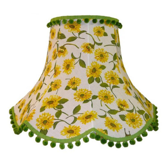 Yellow Sunflower with Green Fabric Lampshades
