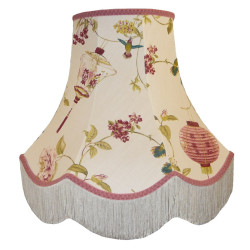 Oriental Floral Design Fabric Scalloped Bottom Lampshades Oriental Floral Design Fabric Scalloped Bottom Lampshades