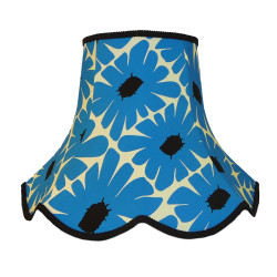 Blue Retro Floral Modern Fabric Scalloped Bottom Lampshades