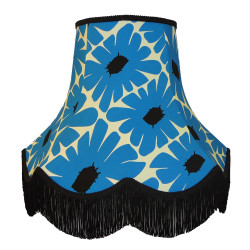 Blue Retro Floral Fabric Scalloped Bottom Lampshades