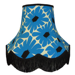 Blue Retro Floral Fabric Scalloped Bottom Lampshades