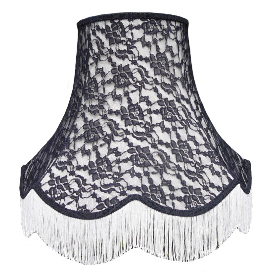 Cream and Black Lace Fabric Lampshades
