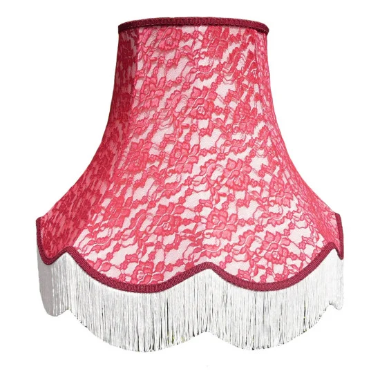 Cream and Red Lace Lampshade