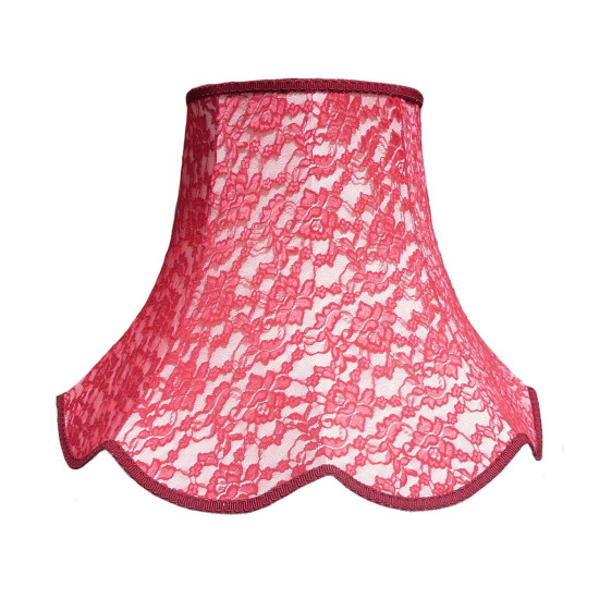 Cream and Red Lace Modern Scalloped Fabric Lampshades