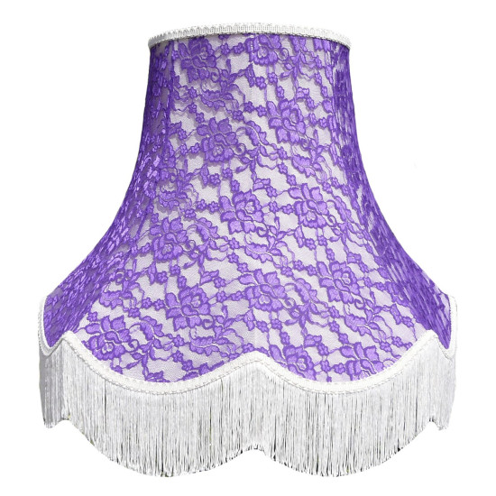 Cream and Purple Lace Fabric Lampshades