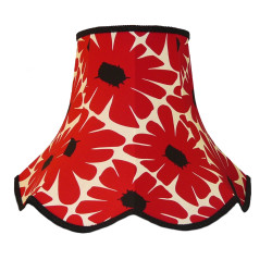Red Retro Floral Modern Fabric Scalloped Bottom Lampshades