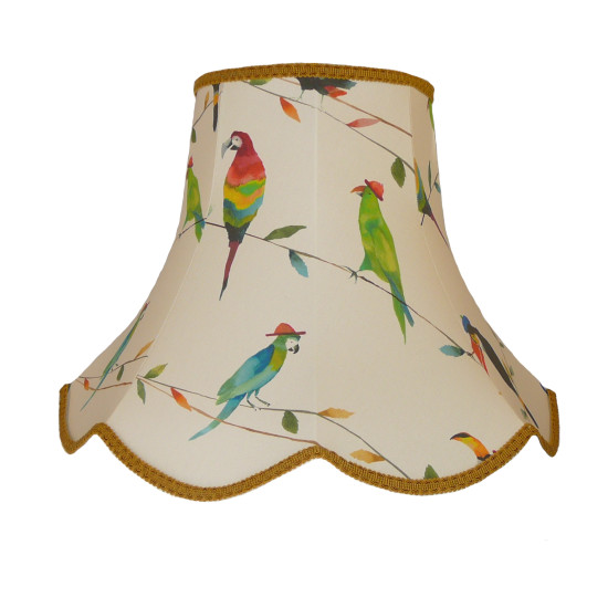 Parrots and Toucan Gold Modern Fabric Lampshades