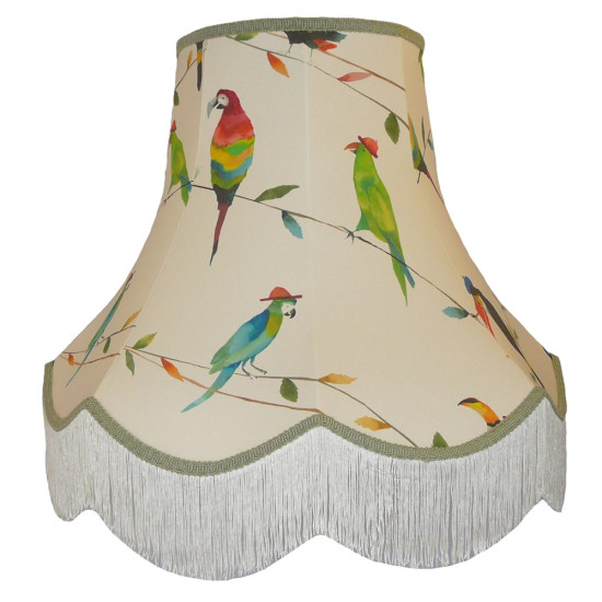 Parrots and Toucan Green Fabric Lampshades