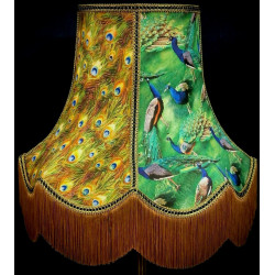 Bird of Juno Peacock Feather Green Scalloped Fabric Lampshades Bird of Juno Peacock Feather Green Scalloped Fabric Lampshades