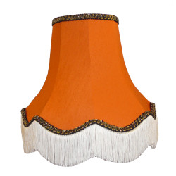 Burnt Orange with Black and Gold Scalloped Fabric Lampshades