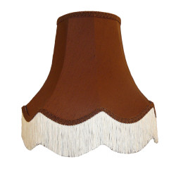 Chocolate Brown Scalloped Fabric Lampshades