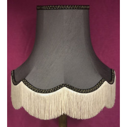 Pewter Grey and Black / Gold Fabric Lampshade Pewter Grey and Black / Gold Fabric Lampshade