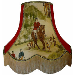 Tally Ho Hunting Scene Rosso Fabric Lampshades