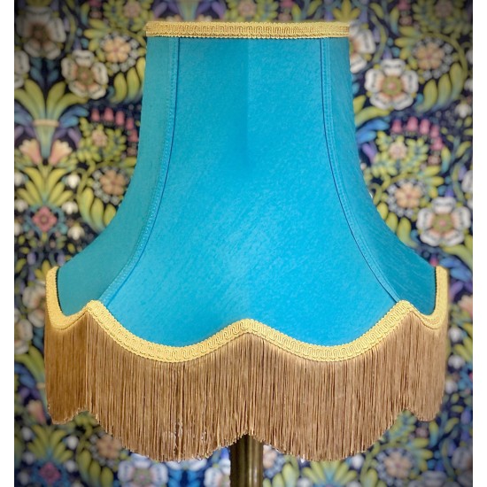 Azure Teal Blue and Gold Fabric Lampshades