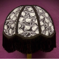 Grey Feather and Black Dome Fabric Lampshades Grey Feather and Black Dome Fabric Lampshades