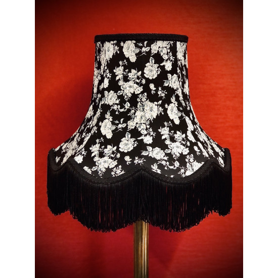 Black Floral Scalloped Fabric Lampshades