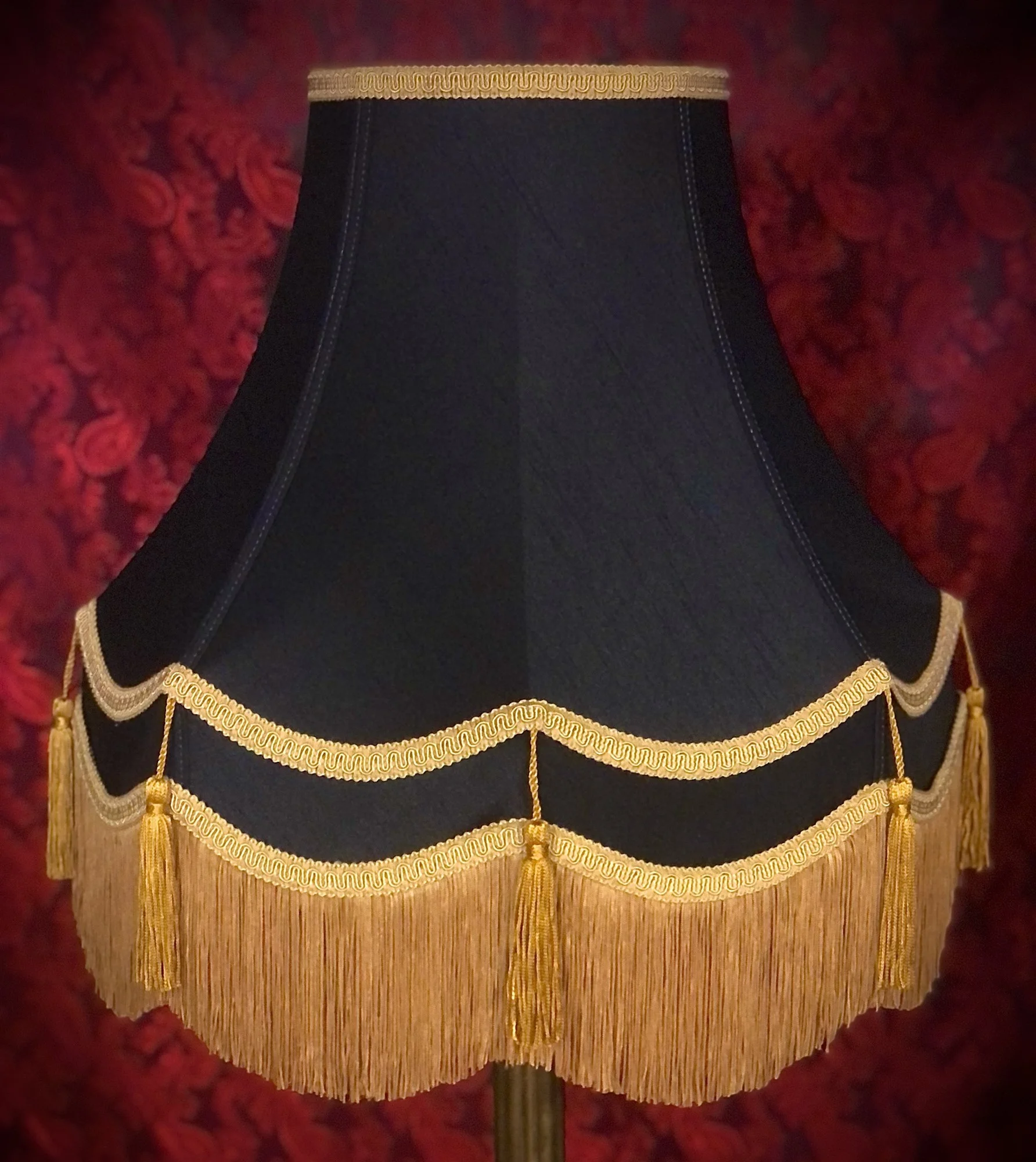 Lamp Shade Black Label style lampupコラボ Black and Gold Double Scallop Fabric Lampshades