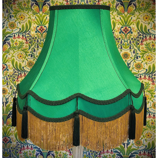 Emerald Green and Gold Double Fabric Lampshade