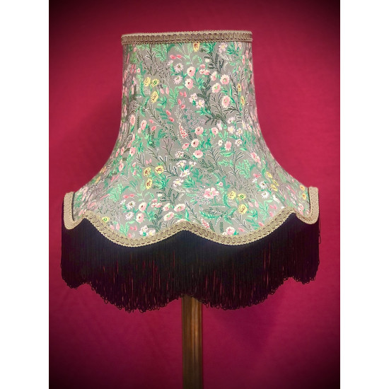 Grey and Black Floral Fabric Lampshades