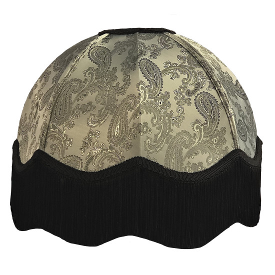 Paisley Jacquard Grey and Black Dome Lampshade