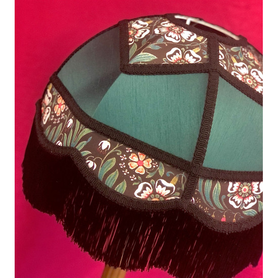 Holly Green and William Morris Black Panelled Fabric Lampshade