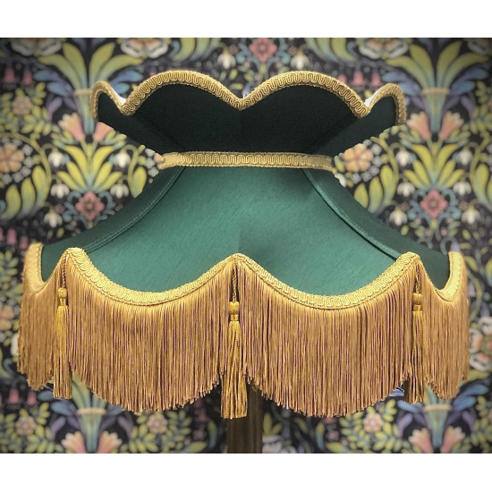 Holly Green and Gold Victorian Fabric Lampshades