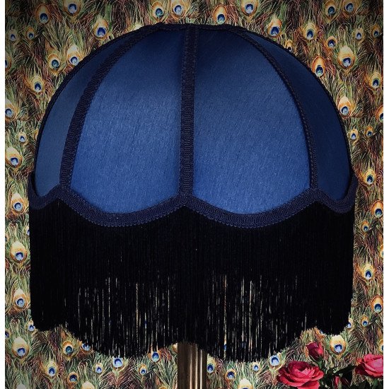 Navy Blue and Black Dome Fabric Lampshade
