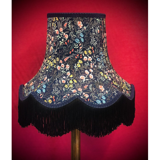 Navy Blue and Black Floral Fabric Lampshades