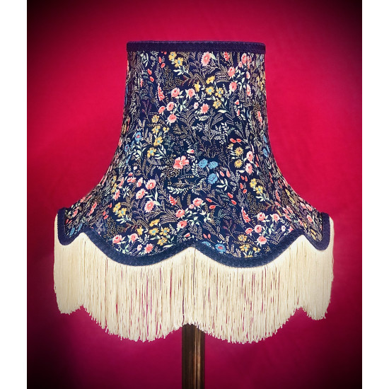 Navy Blue Floral Fabric Lampshades