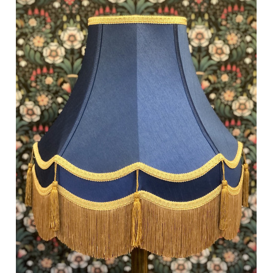 Navy Blue and Gold Double Fabric Lampshades