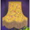 Ochre Butterfly Floral Gold Fabric Scalloped Bottom Lampshade