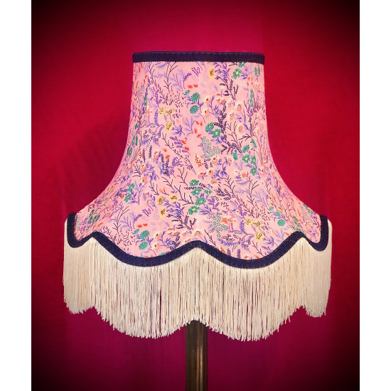 Pink and Navy Blue Floral Fabric Lampshades